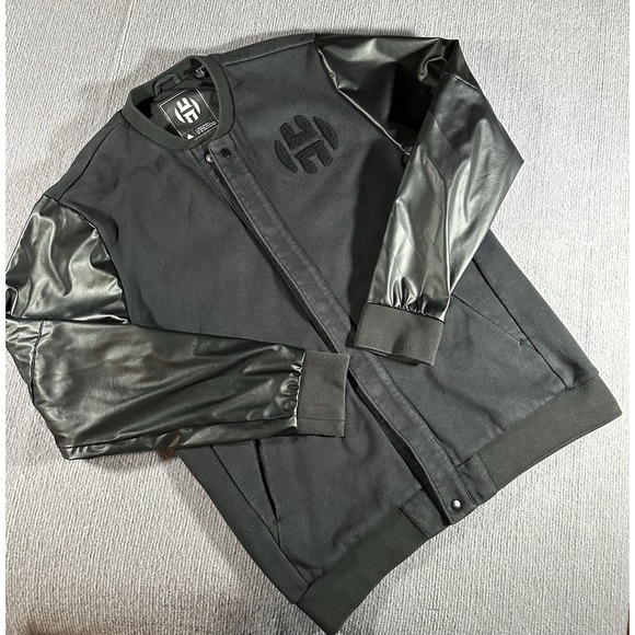 James Harden Adidas Mens Black ButtonUp‎ Varsity Jacket Size Large - Picture 1 of 10